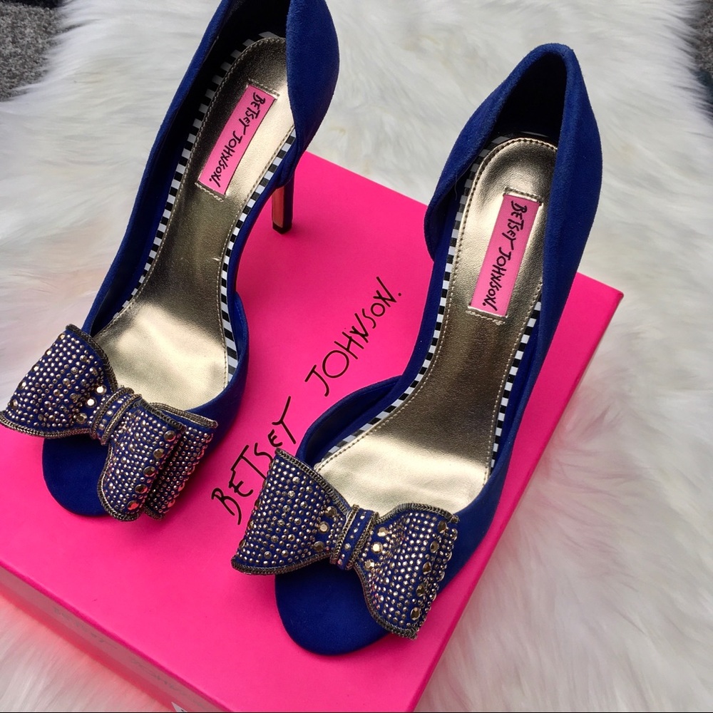 🎀NWT Betsey Johnson Glendah Blue/Gold Heels